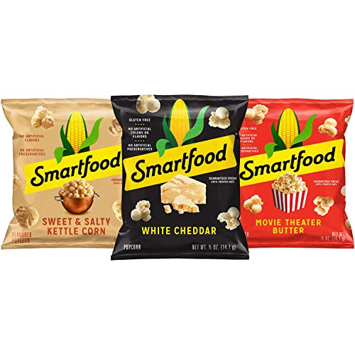 Smartfood Popcorn, 3 Flavor Variety Pack, 0.5oz Single Serve Bags (18