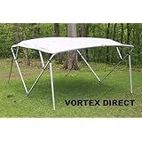 Grey/Gray Square Tube Frame VORTEX 4 Bow Pontoon/Deck Boat Bimini TOP 12' Long, 91-96
