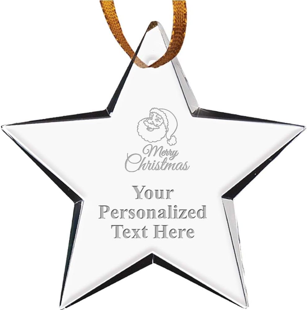 Crown Awards Personalized Ornaments, Star Shaped Merry Christmas Crystal Ornament