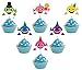 24 Pieces Cute Shark Cupcake Toppers (6 colors),Laughing Shark Cake Toppers Picks for Kids Birthday Party, Baby Shower Cake Decorations