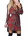 FANCYINN Women Long Sleeve Check Shirt Dress Plaid Pattern Tunics Casual Button Down Asymmetric Hem Blouse Tops