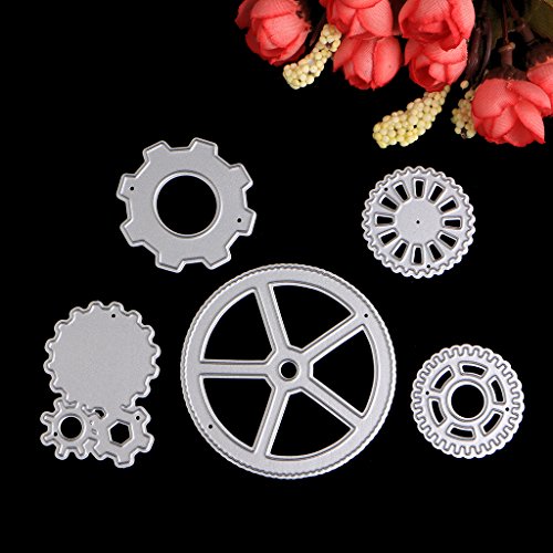 SCASTOE 5x Steampunk Cogs Gears Cutting Dies Stencils Scrapbooking Album Embossing Craft - Thumbnail 2