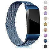 Replacement Compatible Fitbit Charge 3 Bands /Charge3 SE Metal Bands Wristband Accessory Magnetic Breathable Sport Bracelet Strap Small for Women Men Silver Black Rose Gold Blue 10 Colors