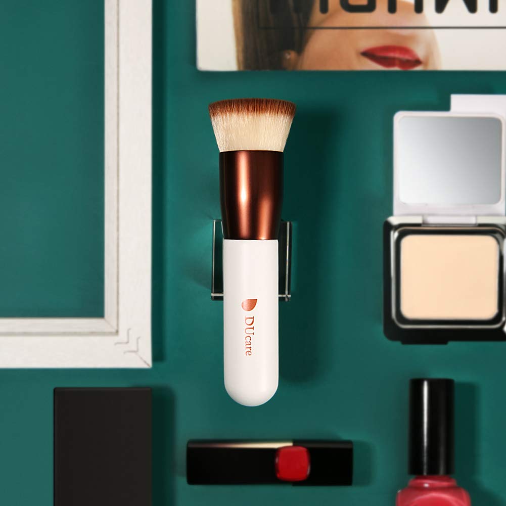 DUcare Flat Top Kabuki Foundation Brush, Synthetic Professional Liquid Blending Mineral Powder Makeup Tools, Rose Golden/White: Beauty