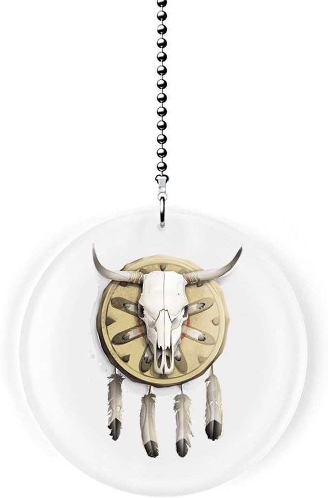 Southwest Cattle Skull Dreamcatcher Fan Light Pull Ceiling Fan