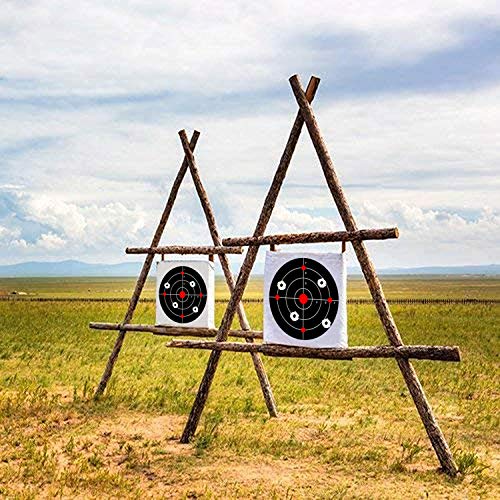 MEMX Reactive Target Stickers - 10 inch Self Adhesive Shooting Targets - High Visibility Impact - Gun Targets for Rifle - Pistol - Airsoft - BB Gun - Pellet Gun - Air Rifle（25Pack）