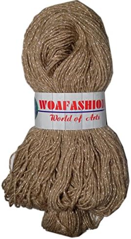 WOA Fashions Shine Acrylic Nylon Hand Knitting Yarn (Brown, Hanks-170 g)