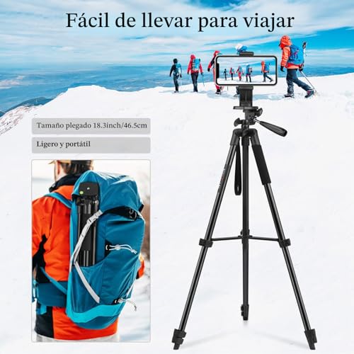 JOILCAN Tripod for High Mobile, 161 cm Selfie Stick Tripod with Remote Control, Portable Tripod with Mobile Phone Holder, Aluminum Mobile Tripod for iPhone Samsung Huawei Camera