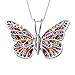 925 Sterling Silver Butterfly Necklace Pendant Multi-Colored Polymer Clay Handmade Jewelry, 16.5