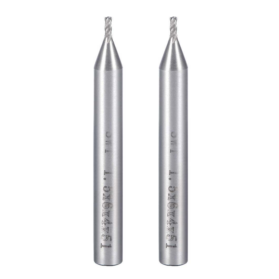 Sourcingmap 2PCS 6mm Shank 1.5mm x 4mm Straight Flat Nose End Mill Cutter CNC Router Bits 4 Flute