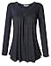 Clearlove Women's Tops and Blouses Long Sleeve Scoop Neck Plus Size Pleated Tunic T Shirt Long Sleve Dark grey Large