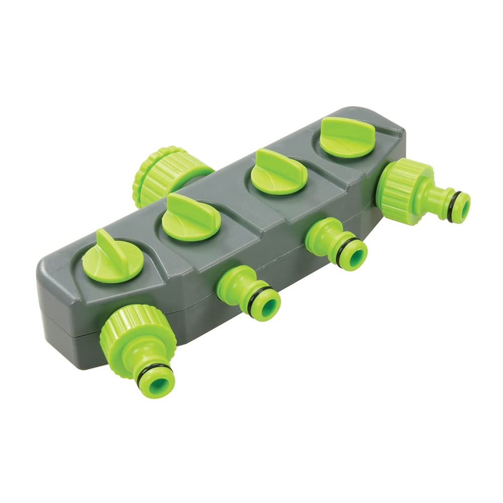 Silverline 167269 4-Way Tap Connector 3/4" and 1/2" Male , Green