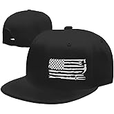 American Flag Hat Mens Snapback Hats for Men Black Flat Bill Brim Snap Backpack Hat Fitted Hats Adjustable USA Flag Flat Bill Hats for Men