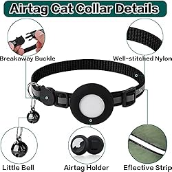 Dgerp Airtag Cat Collar Breakaway, Reflective