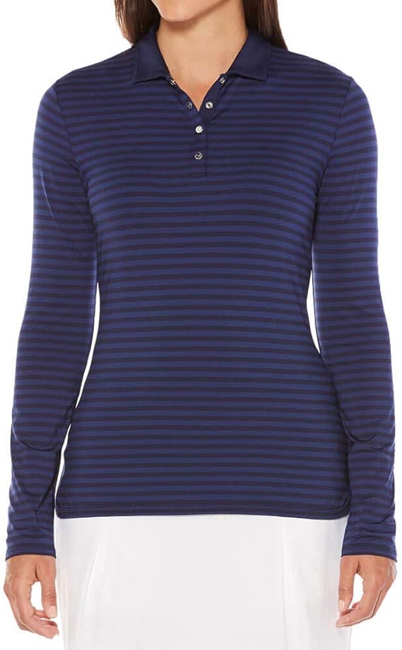 Callaway Women's OptiDri Tonal Stripe Long Sleeve Golf Polo Shirt
