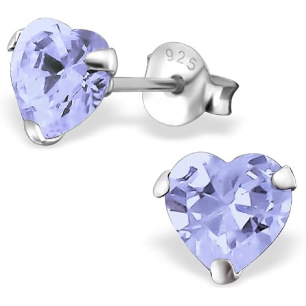 Amazon.com: 925 Sterling Silver 9mm Pink CZ Heart Stud Earrings