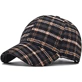 Unisex Fall Winter Plaid Print Baseball Caps Adjustable Checked Print Dad Hat Trucker Hats for Men Women Outdoor