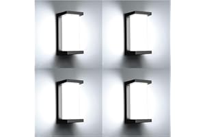 Juyace 18W Outdoor Porch Lights Led Wall Sconce 6000K 1800Lm Modern LED Porch & Patio Lights, Aluminium Exterior Wall Mount Outside Light IP65 Waterproof (4 Pack)