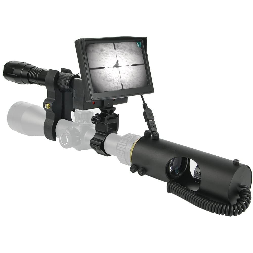 JASHKE DIY Digital Night Vision Scope for Rifle Hunting with HD Camera and 5-inch Portable Display Screen