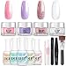 Nail Dipping Powder Starter Kit 4 Pink Glitter Colors(1oz.),French Dip Acrylic Nails Powders System(Comes with Bond,Base,Activator,Top,Brush Saver,4 Powder Jars + Some Manicure Tools)
