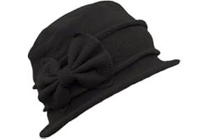 HUNTERBEE Womens Bell Beret Hat French Vintage Floral Fleece Cloche hat Classic Winter 1920s Bucket Hat