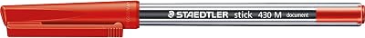 STAEDTLER Stick 430 M-2 Ballpoint Pen Red, Medium, Box of 10