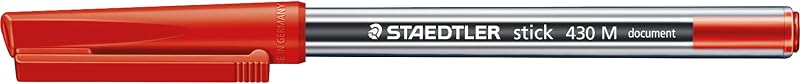 STAEDTLER Stick 430 M-2 Ballpoint Pen Red, Medium, Box of 10