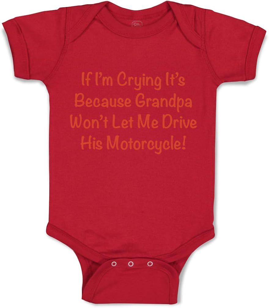 Custom Baby Bodysuit Grandpa Won't Let Me Drive Motorcycle Grandfather Cotton