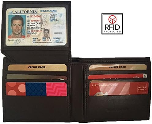 Serottini Genuine Leather RFID Blocking Wallets Mens Wallets (Bifold_2ID_Brown)