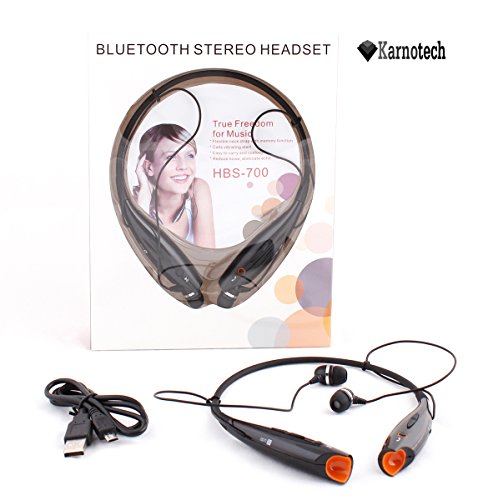 Karnotech Wireless Bluetooth A2DP Stereo Music Headset Universal Vibration Neckband Style HBS-700 Earphone Black