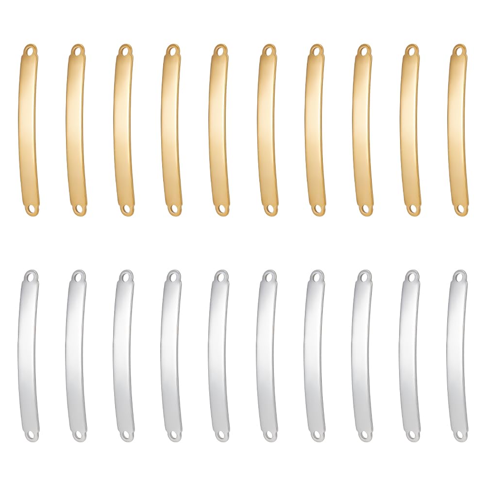 UNICRAFTALE 20pcs 2 Colors Stainless Steel Connector Charms, Rectangular Links, Golden, 45mm Long, Charm Connectors for DIY Jewelry Making
