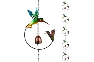 Giole 9.25FT Rain Chain for Gutters, Hummingbird Rain Chain with 10 Cups, Adjustable Rain Catcher Chain for Gutters, Eaves, Drainage, Replacement for Downpout