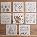 8 Pcs Christmas Stencils Template - Reusable Plastic Craft Stencils for Art Drawing Painting Spraying Window Glass Door Wood Journal Scrapbook Car Body Holiday Xmas Snowflake DIY Decoration 5x5 inch
