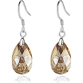 Teardrop Austrian Crystal Drop Dangle Earrings for Women 925 Sterling Silver Hook Hypoallergenic Jewelry