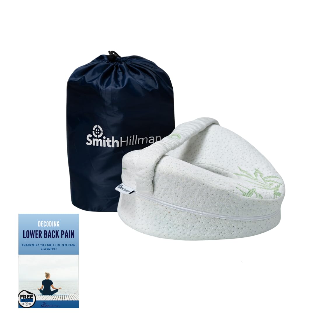 Smith Hillman Orthopaedic Knee Cushion with Strap | Leg Alignment Pillow for Side Sleepers & Pregnant Women | Pain Relief for Lower Back, Hip and Sciatica | With Storage Bag & E-Book