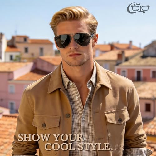 CGID Men's Aviator Sunglasses Polarised Aviator Mirrored Women's Metal Frame UV400 Protection