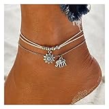 Simsly Anklet Bracelet with Elephant Sunflower Beaded Hemp Ankle Chain for Women and Teen Girls JL-0176