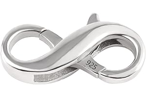 ASH'S CHOICE Lobster Clasp Necklace Bracelet Extender,925 Sterling Silver Necklace Connector Bracelet Extender Clasps, White Gold Plated Closures Claw for DIY Jewelry Repair(0.55"x0.24",Silver,1P)