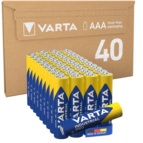 Pile AAA, confezione da 40, Industrial Pro, Batterie Alcaline, 1,5V, pacco di stoccaggio in imballaggio ecologico, Made in Germany [Esclusivo su Amazon]