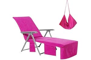 VOCOOL Sun Beach Chair Cover Towel Pool Chair Cover with Side Pockets Chaise Lounge Cover Lounger Mate for Sunbathing Lounger Hotel Garden Holiday Garden Pool, Pink