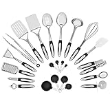 Best Choice Products Set Of 23 Stainless Steel Kitchen Cookware Utensils Set W/Spatulas, Measuring Cups/Spoons, Serving Spoons, Ladle, Whisk, Bottle/Can Openers, Grater, Peeler, Masher - Silver