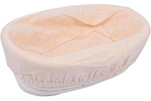 HYTROVE Oval Rattan Bread Proofing Basket with Lining Premium Dough Rising Basket for Sourdough and Artisan