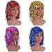 Sumind 4 Pieces Foil Tinsel Wigs Fancy Dress Shiny Party Wig Adults Metallic Cosplay Supplies(Gold, Blue, Red and Pink)