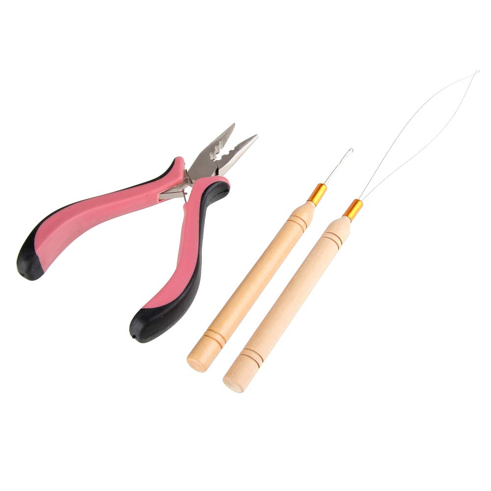 Chrontier Hair Extension Tool Kit Pliers Pulling Needle Threader Loop Hook Set For Microring Bead Link Hair Styling Tools Accessory
