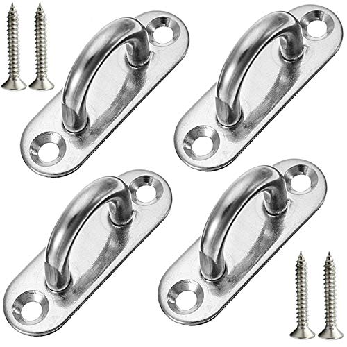 image for Hulless 3.1 x 1 Inch Stainless Steel Ceiling Hook Pad Eye Plate Marine