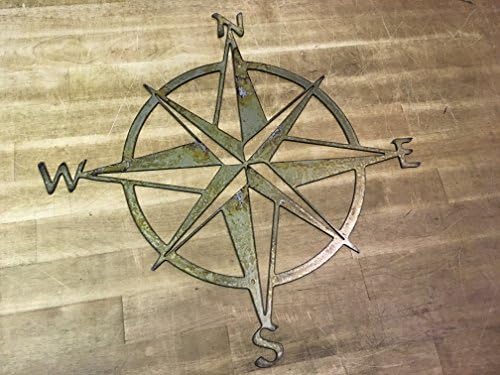 16" to 30" Nautical Star Compass Steel Wall Decor hanging art, Made in U.S.A. Various finishes, sizes