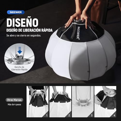 NEEWER 26"/65cm Softbox Linterna, 360° Difusor de Luz Liberación Rápida, Montura Bowens, Aleación Nailon Ligera para Iluminación Vídeo LED Continua RGB CB60, CB60B, CB200B, MS60B, MS60C, MS150B, NS26L