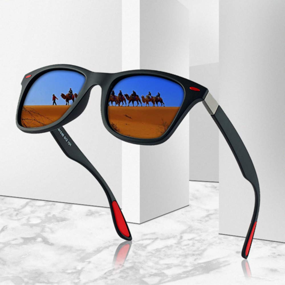 Rgargga Lunettes de soleil polarisées pour hommes et femmes | Lunettes de soleil au fini mat | Lentille de miroir de couleur | Blocage 100% UV