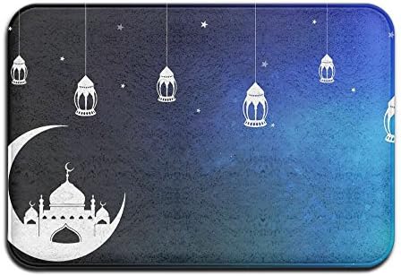 QURFKY Happy Ramadan Day Theme Anti-slip Door Mat Home Decor Indoor Outdoor For Decor Decorative Kids Children Bedroom Entrance Doormat Rubber Backing 23.6 X 15.7 Inches