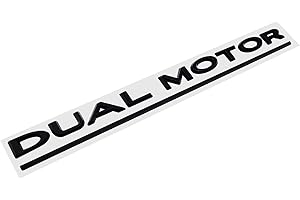 Knomix Dual Motor Emblem Badge Sticker Plaid Decor Compatible with Tesla Model 3 Y X S Accessories (Matte Black-Black Line)